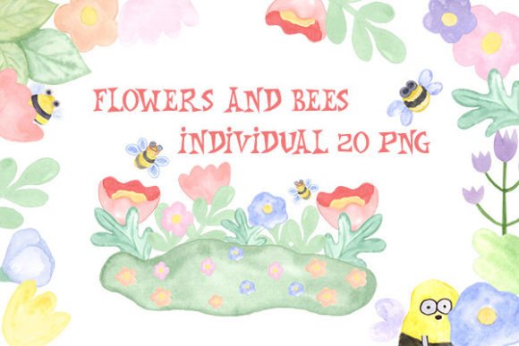 About Bees and Flower Watercolor Illustrations