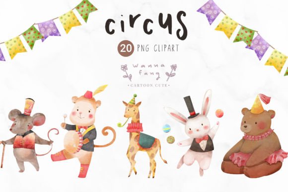 Animal Circus Adorable Animal Watercolor Illustrations