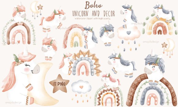 Boho Unicorn Watercolor Clipart Review