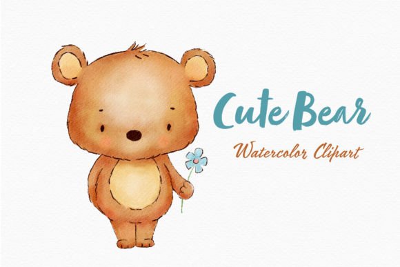 Cute Bear Watercolor Clipart Baby Animal Illustrations