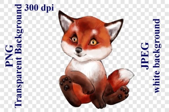 Cute Cartoon Watercolor Baby Fox Illustrations