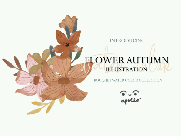 Flower Autumn Bouquet Watercolor SET01 Illustrations