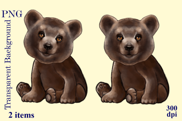 Hand-drawn Cartoon Bear with Watercolor Illustrations