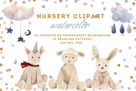 Nursery Watercolor Clipart Toys Review
