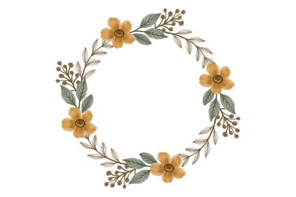 Orange Floral Watercolor Frame & Illustrations