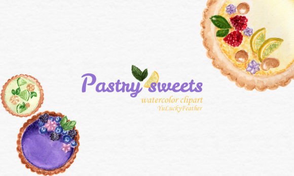 Pastry Sweets Watercolor Clipart Set & Illustrations