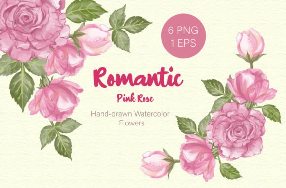 Romantic Pink Rose ClipArt & Illustrations