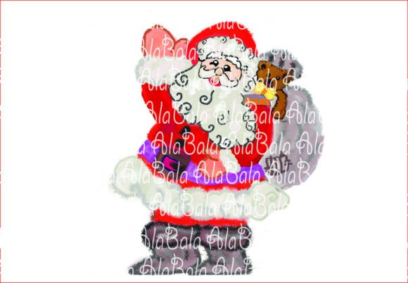Santa Claus Watercolor Png, Sublimation Illustrations