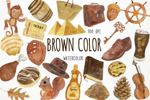 Watercolor Brown Color Clipart and Illustrations