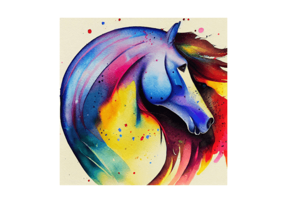 Watercolor Horse, Colorful Painting & Illustrations