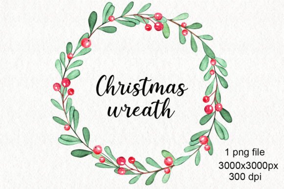 Watercolor Mistletoe Wreath: Xmas Illustrations Review