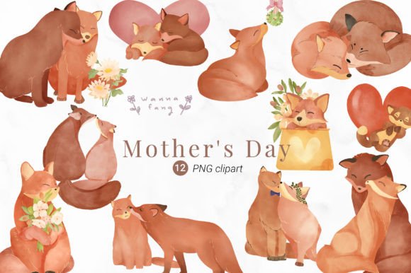 Watercolor Mother's Day Clipart & Illustrations
