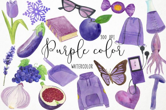 Watercolor Purple Clipart & Illustrations