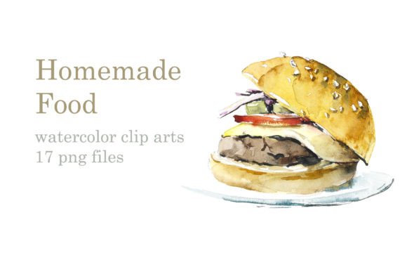 Watercolor Sketch. Homemade Food Illustrations