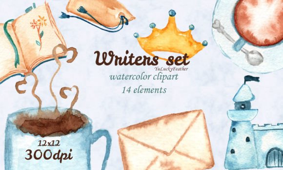 Writer Watercolor Clipart Set: Illustrations Review